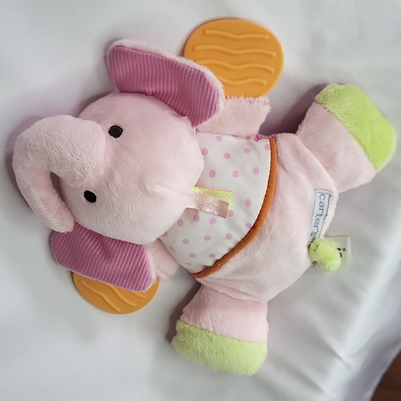 Carters Elephant Rattle New Never Used 2013 Plush Tactile Baby Toy - Picture 9 of 11